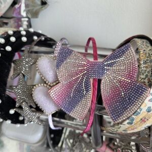 Glittery Pink and Purple Bow Headband